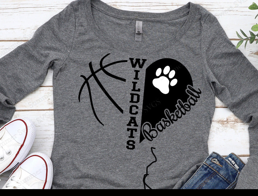Wildcats Half Heart Basketball