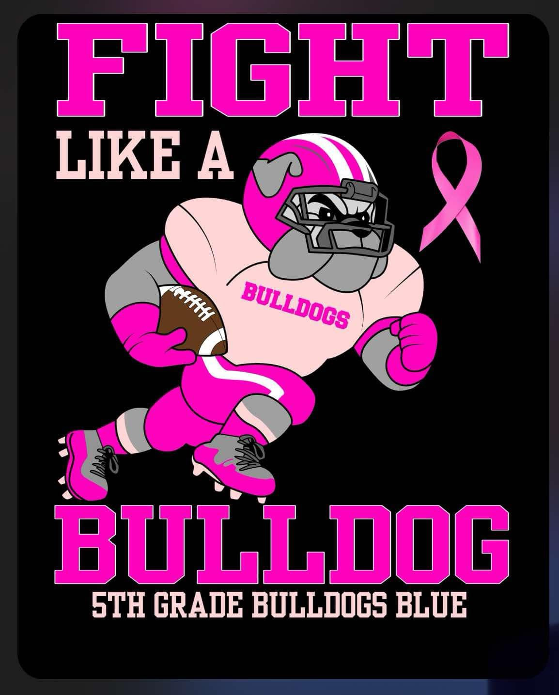 Bulldog Breast Cancer 5th grade blue