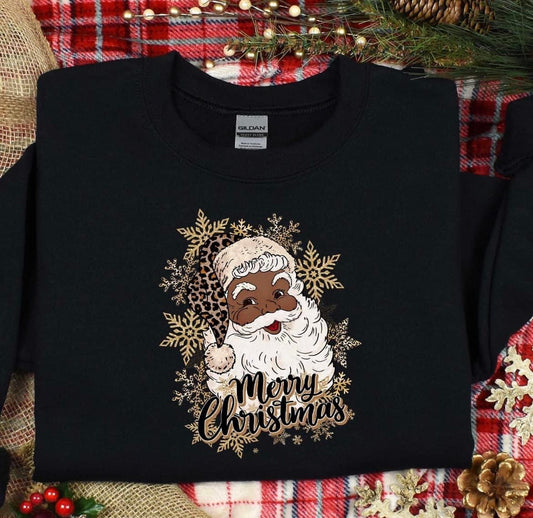 Black Leopard Santa Merry Christmas