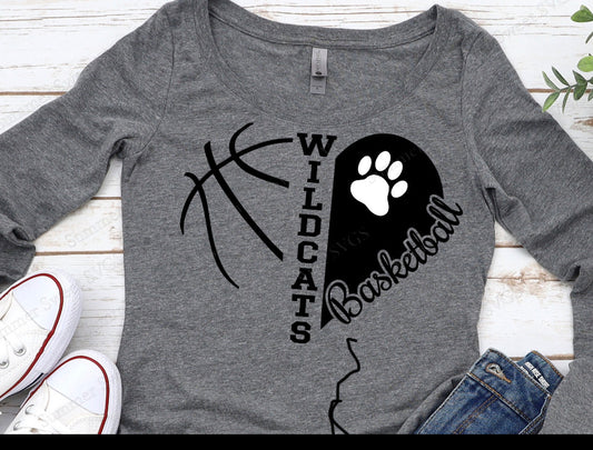 Wildcats Half Heart Basketball
